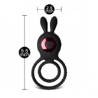 Double Cock Ring Vibrating with Clitoral Stimulation, with Remote Control, 10 Function, Waterproof, USB Rechargeable, BLACK